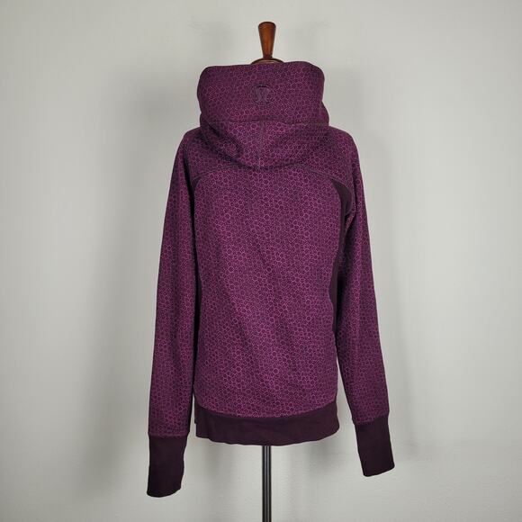 Lululemon Jacket Women 8 Purple Sweatshirt Scuba Hoodie III Geometric Star Pixel - Picture 6 of 12
